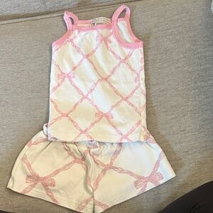 The Beaufort Bonnet Company Pink and White Bow tank and shorts